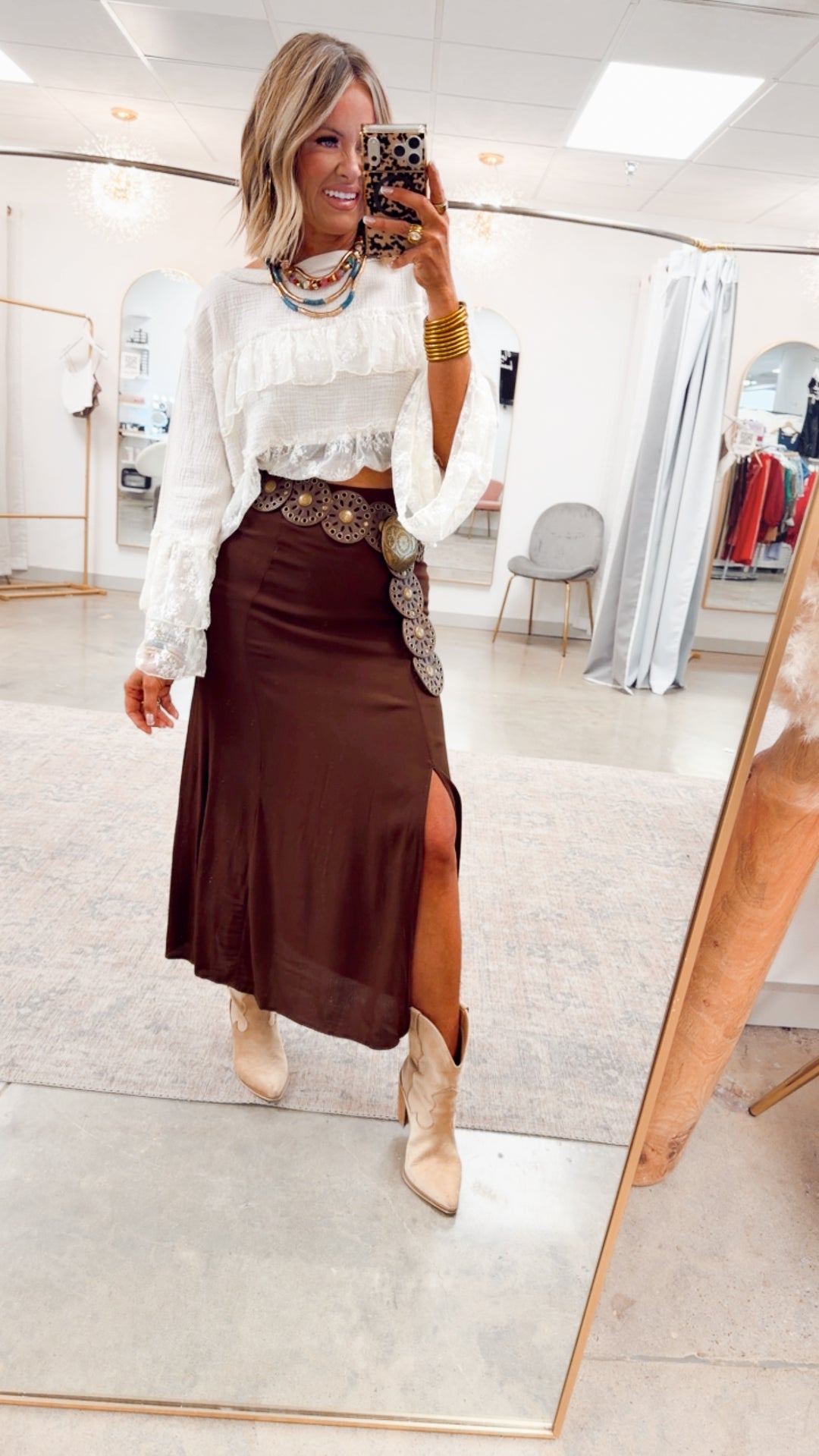 The Marlow Midi Skirt-Brown
