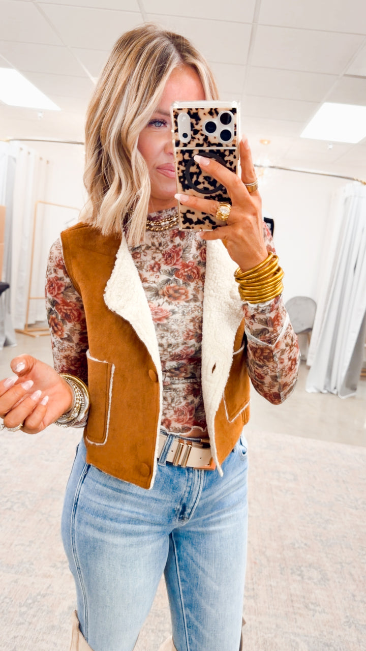 Dreamy Plush Vest-Caramel