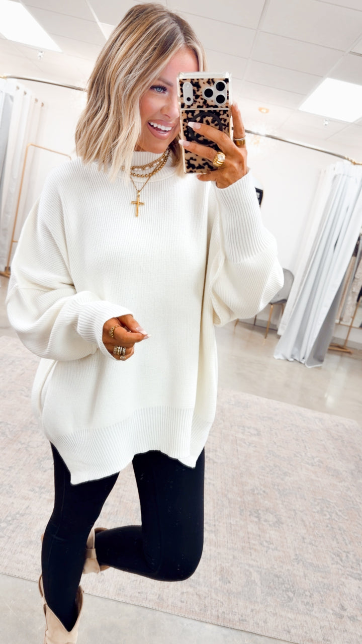 Ivory Chill Mock Neck Sweater
