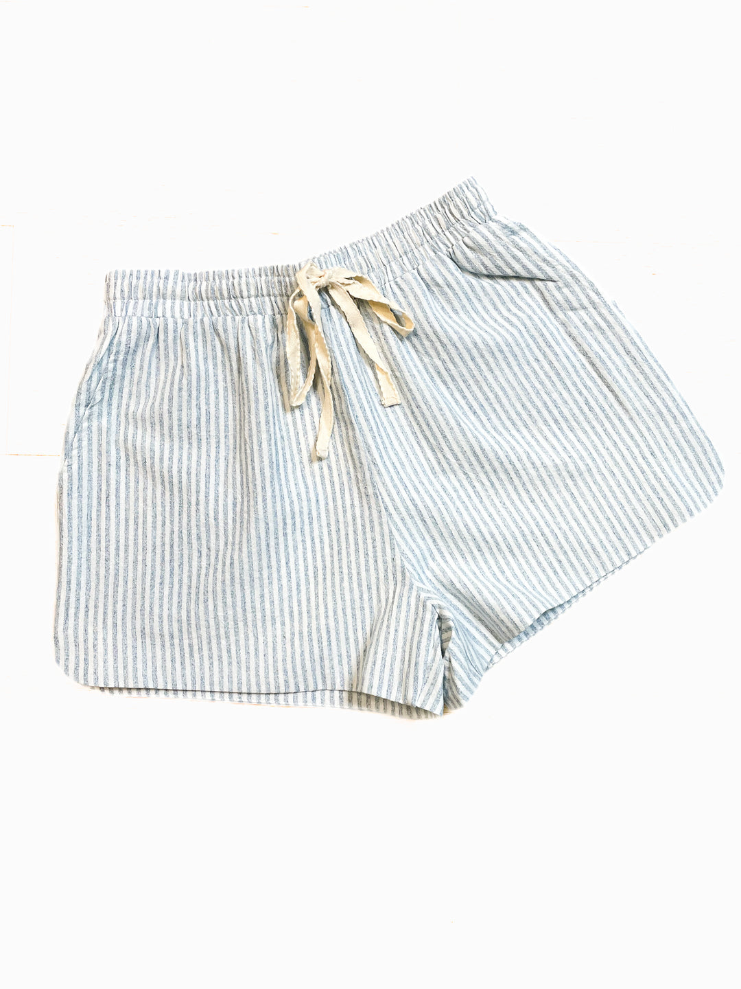 Drawstring Cotton Stripe Shorts