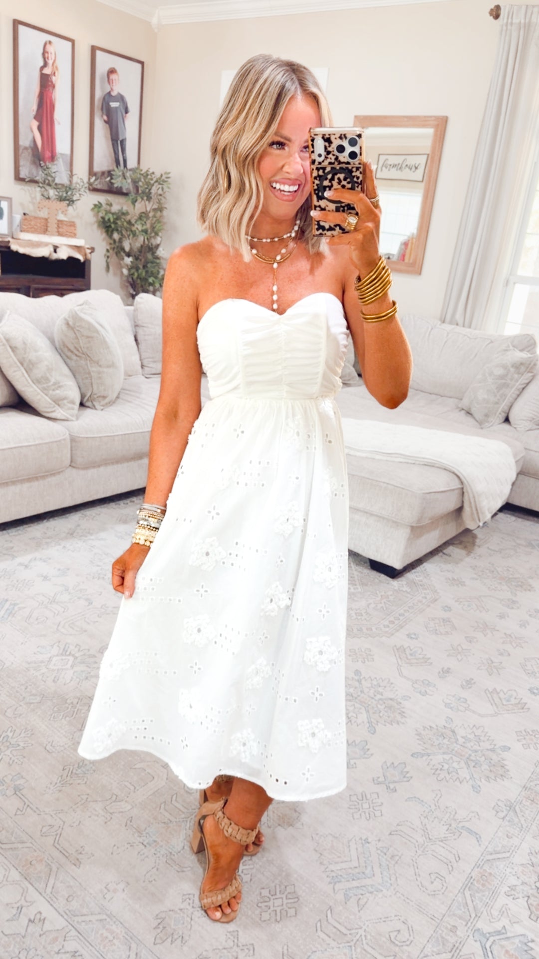 Maribel Lace Embroidered Midi Dress Medium