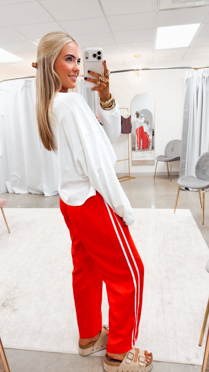 The Gigi Stripe Pants-Red/White