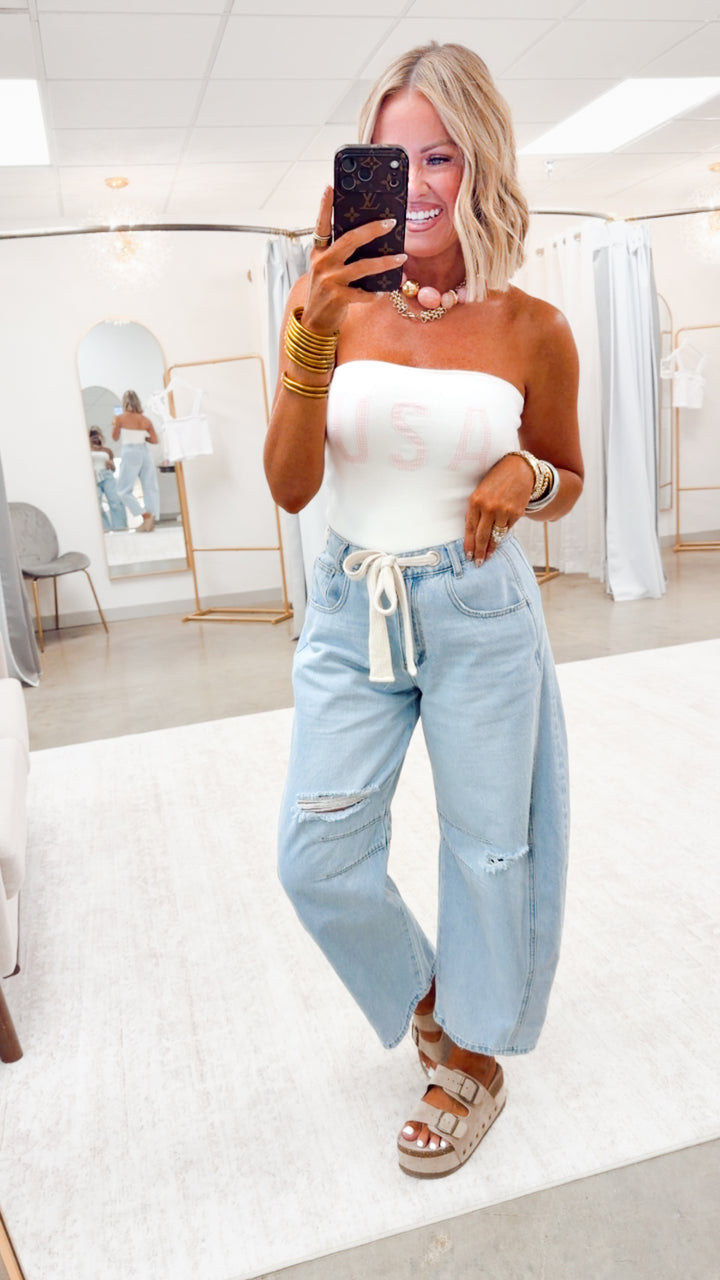 USA Tube Top-White