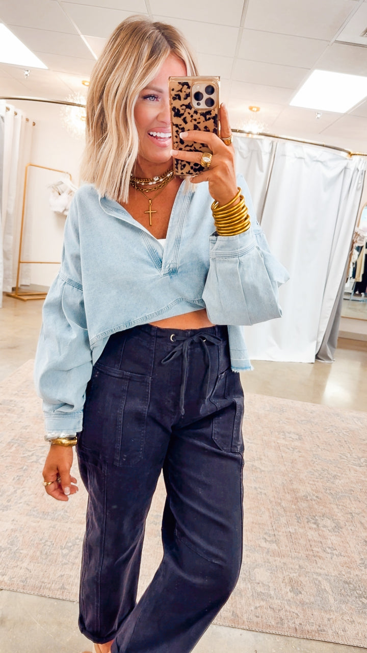 Avery Mineral Wash Denim Top