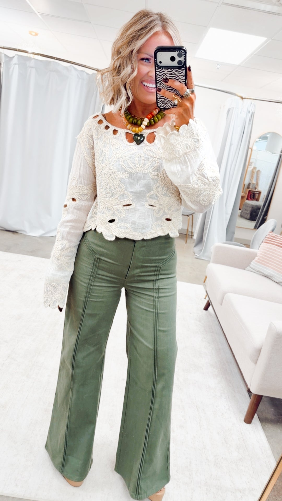Katherine High Waisted Wide Leg Jean-Olive