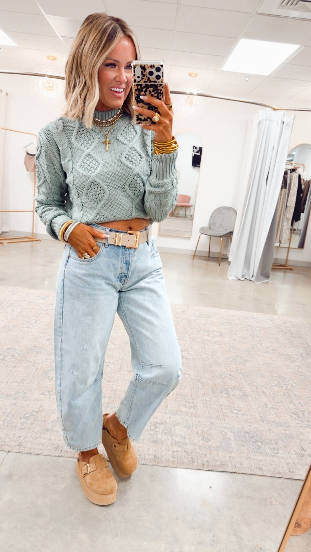 Sophie Cable Knit Sweater-Sage