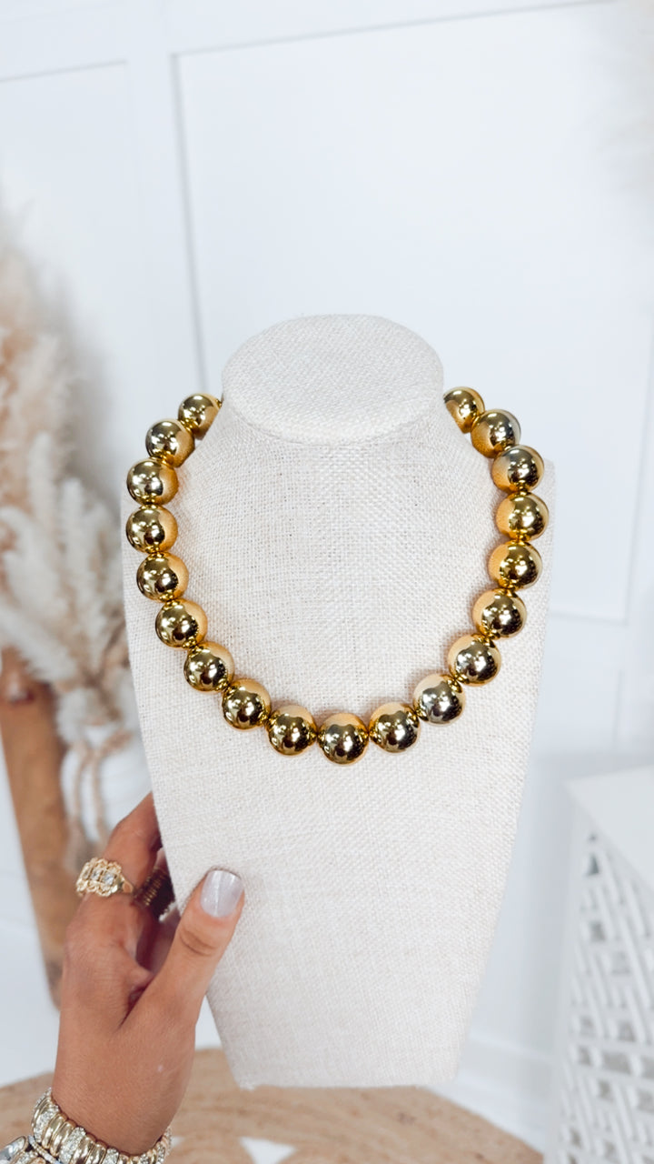 The Kameron Chunky Beaded Necklace-Gold