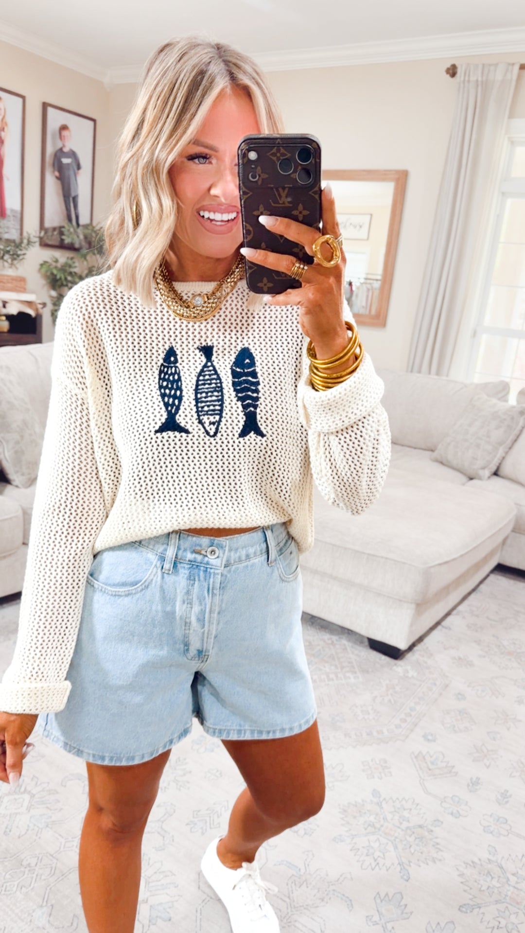 Fish Trio Mesh Sweater