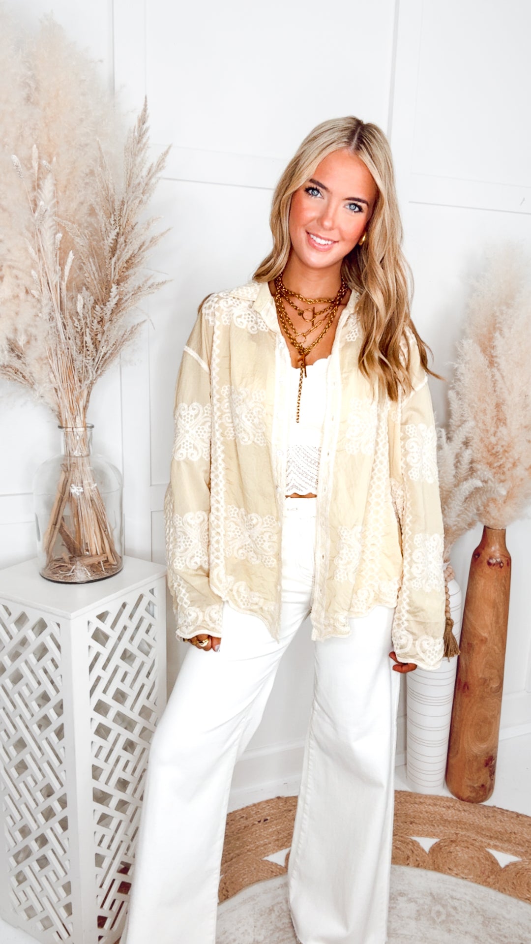 The Fernwood Embroidered Top-Yellow