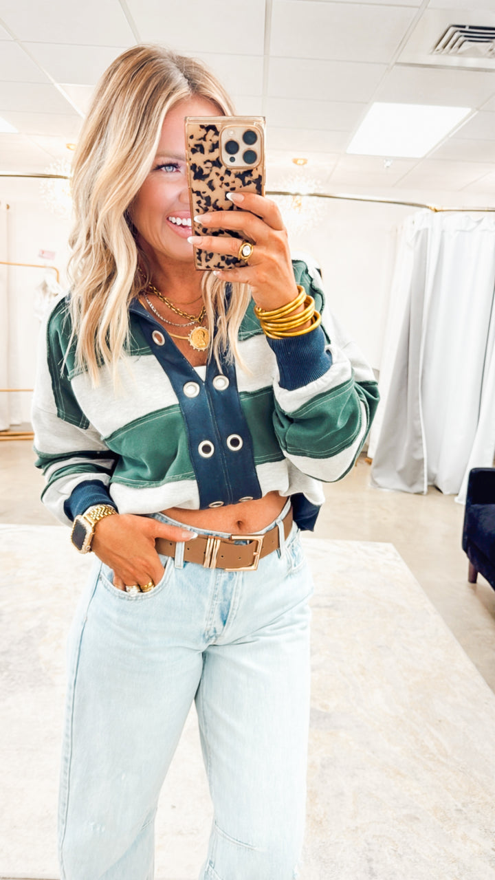 Driftline Terry Pullover-Green/Navy