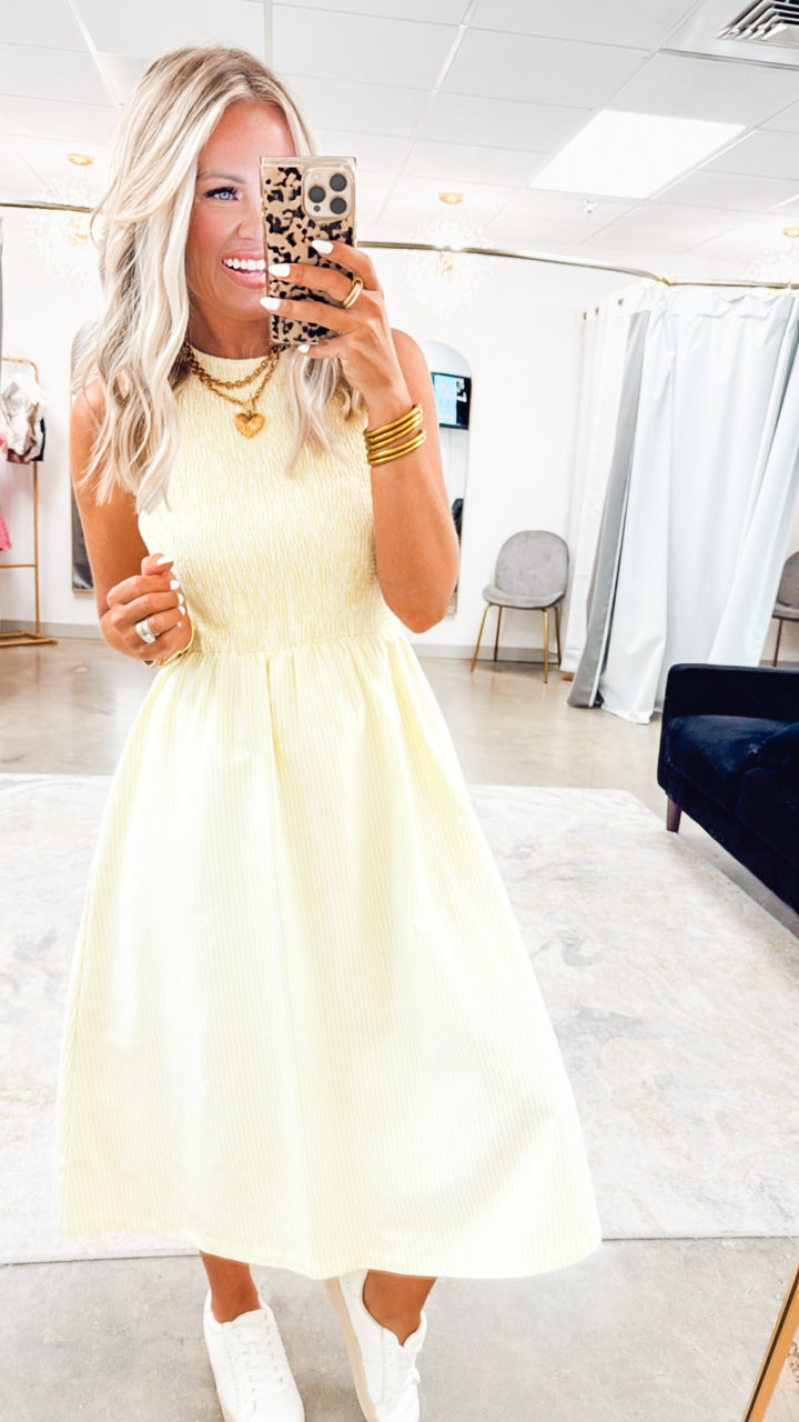 Springtide Midi Dress- Daisy/White