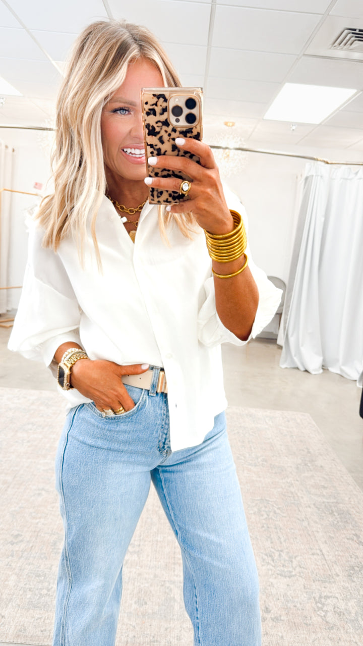 The Ava Puff Sleeve Blouse-White