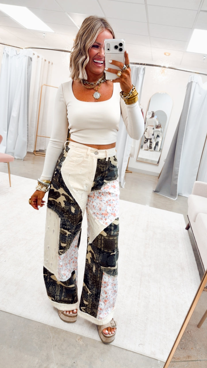 The Bohemian Patchwork Pants-Camo