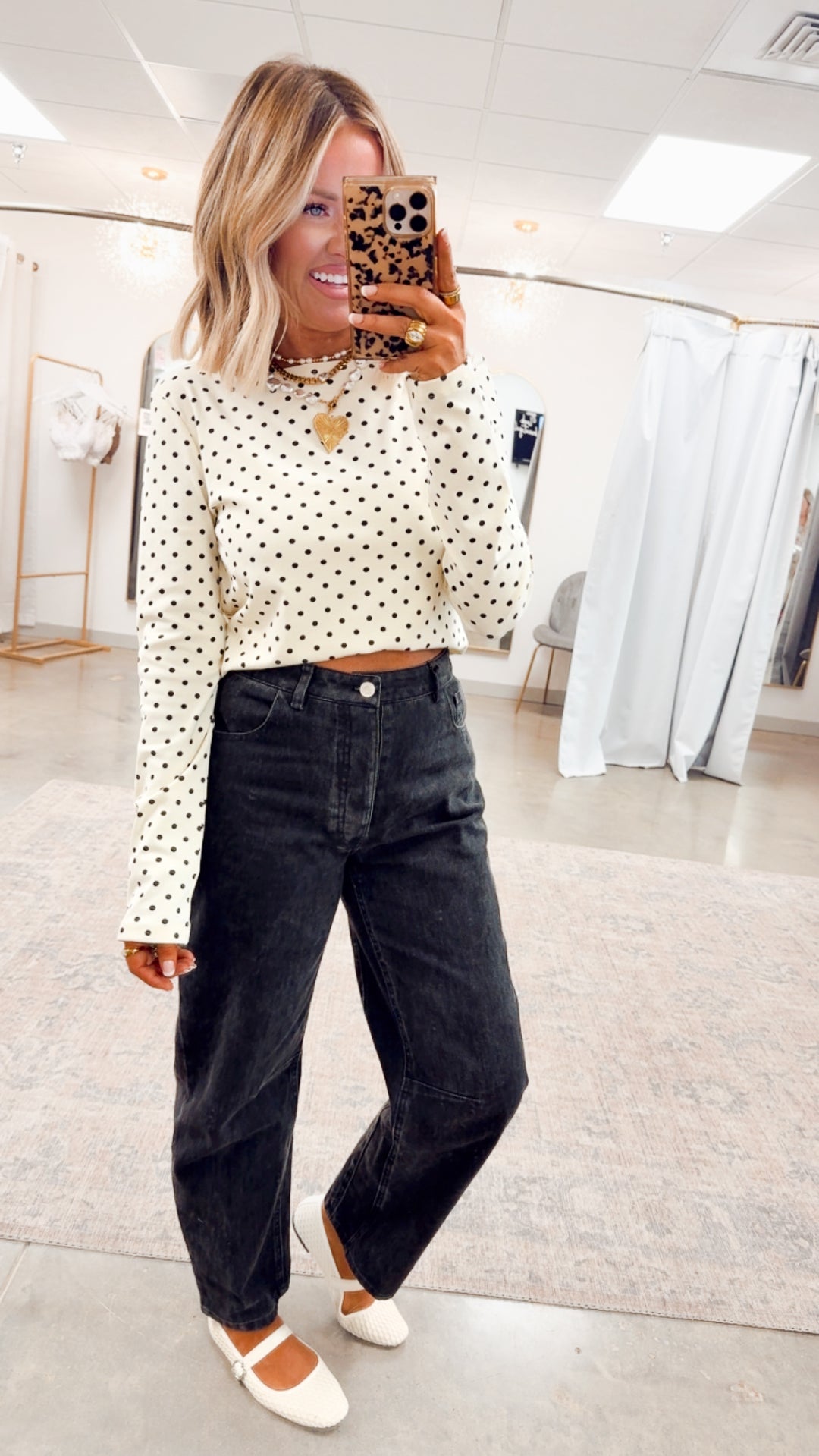 Mina Polka Dot Top-Ivory