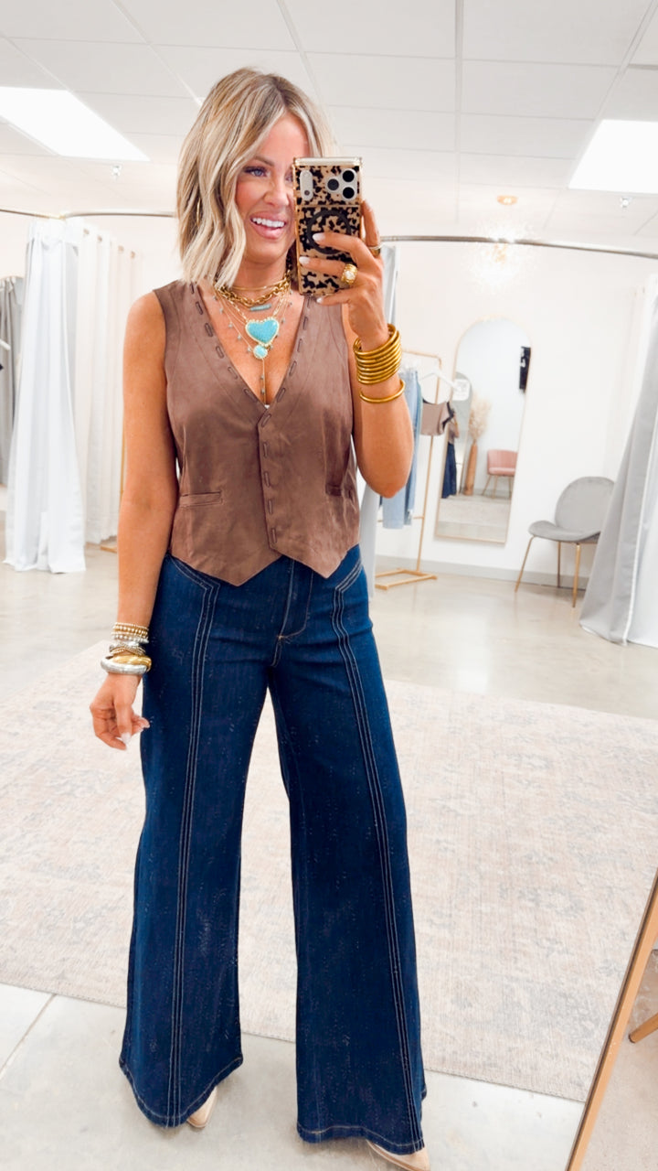 The Frontier Fancy Vest-Espresso