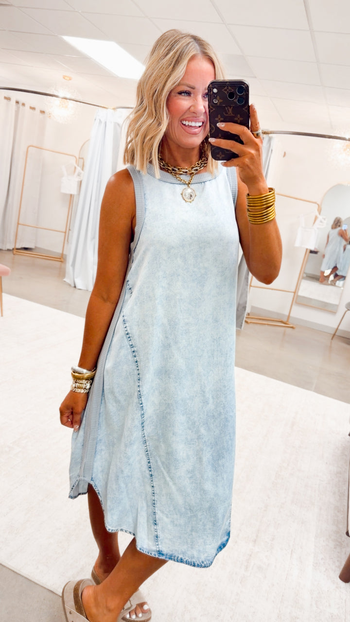 The City Walk Denim Midi Dress