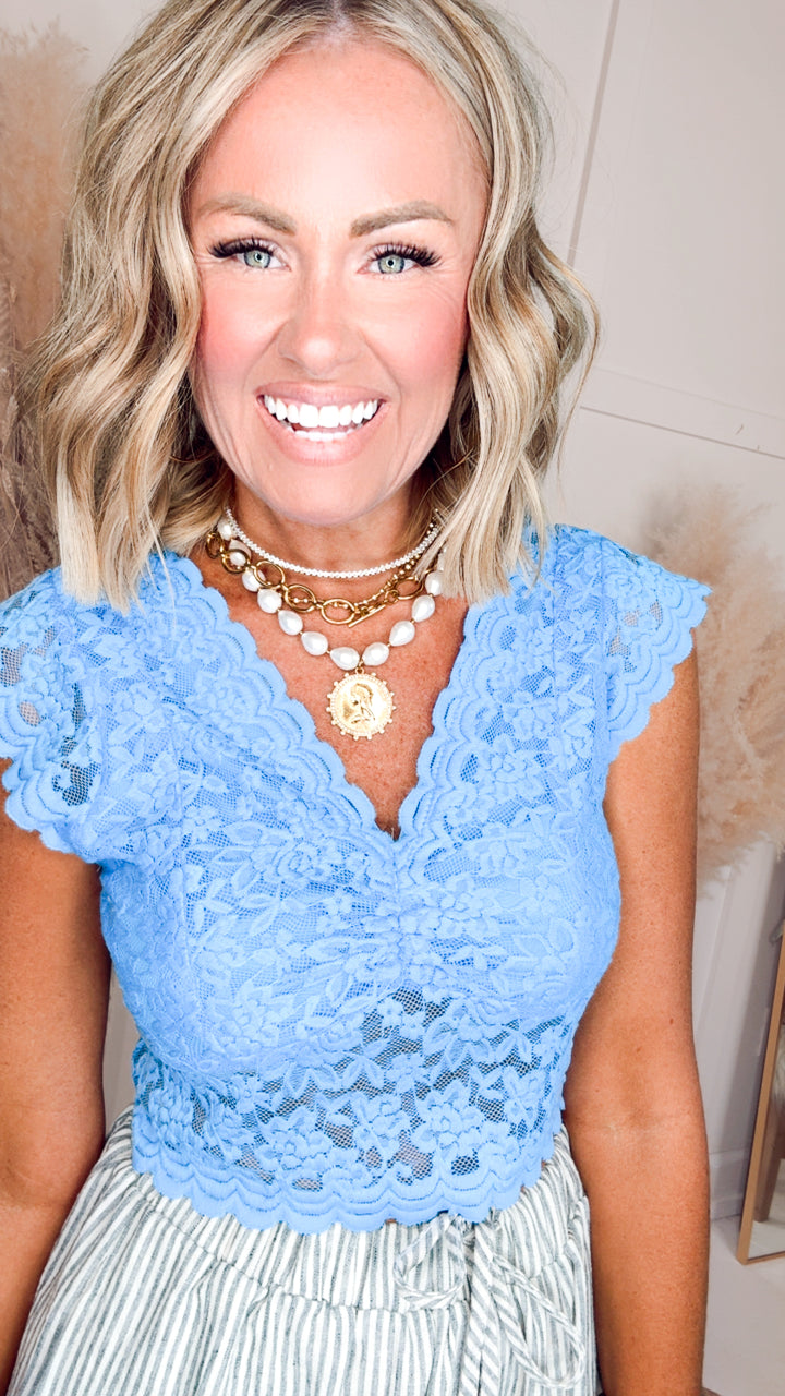 Lace Embrace Top-Ultramarine