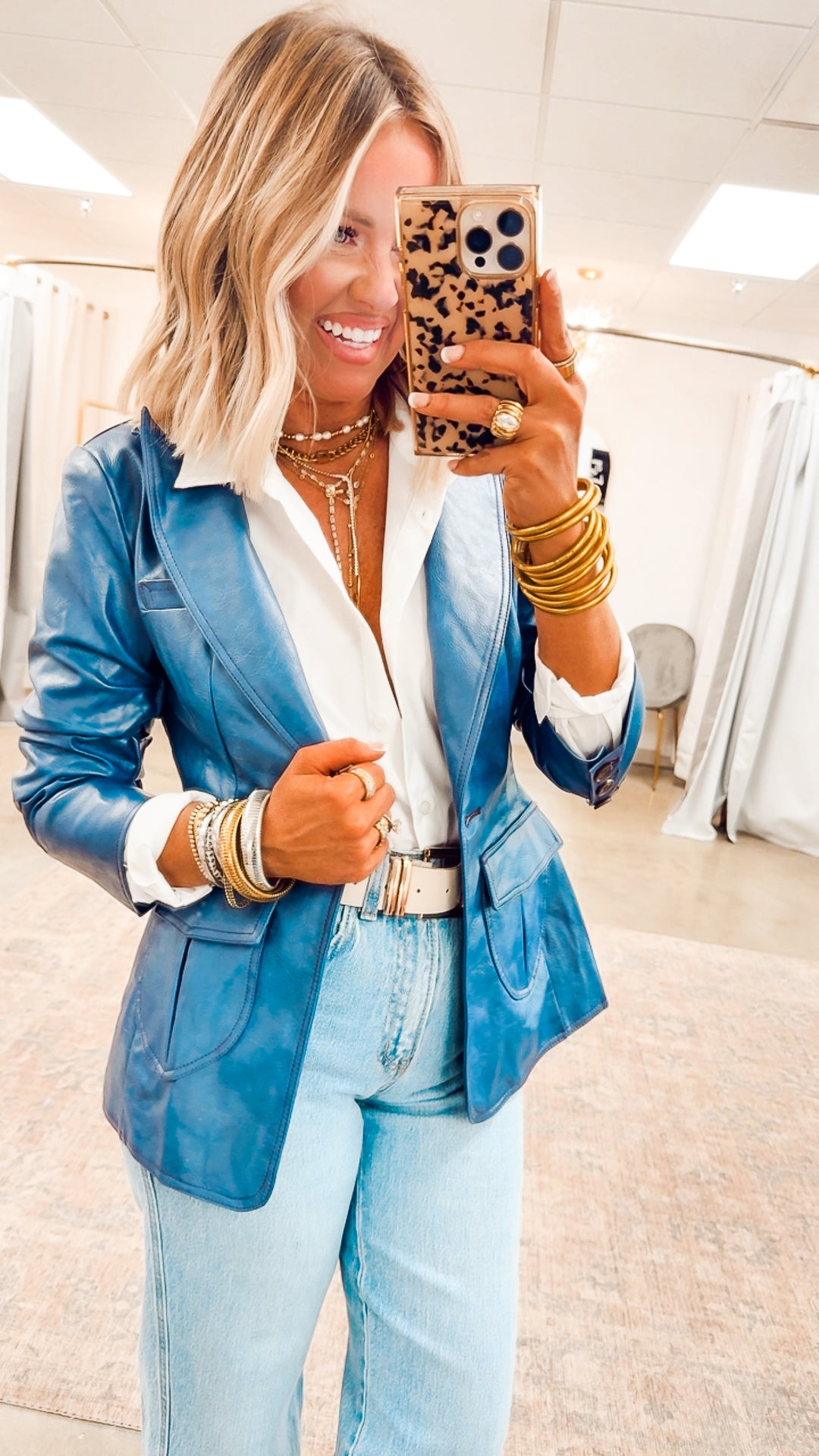 Landry Scrunched Blazer-Blue