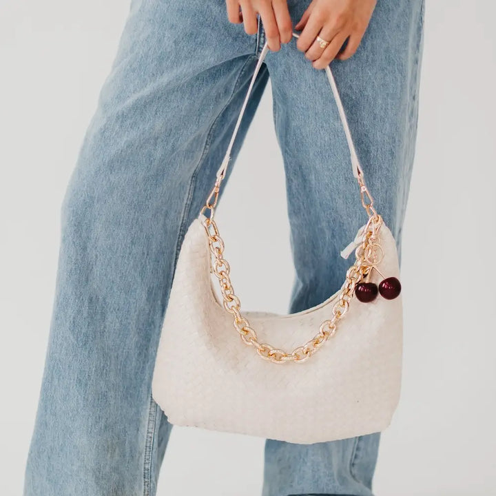 Sienna Slouchy Woven Shoulder Bag-Cream