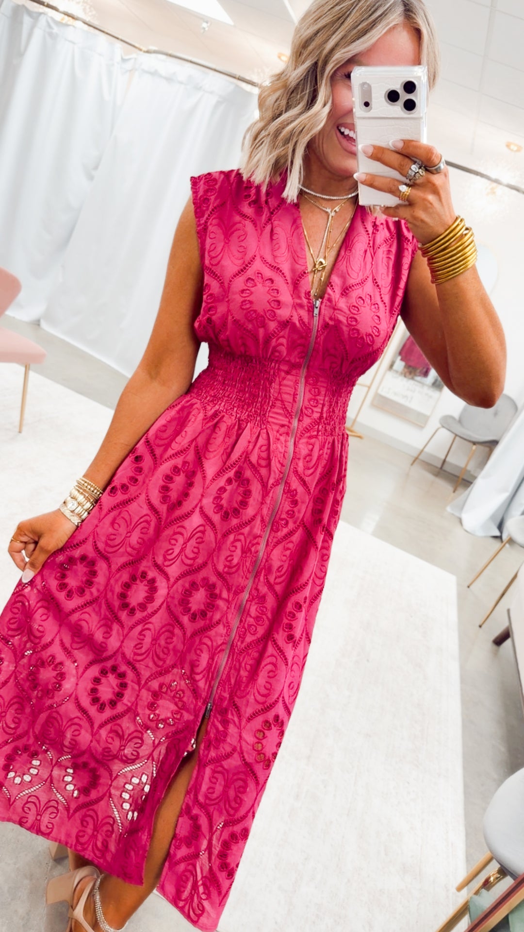 The Camelot Midi Dress-Magenta