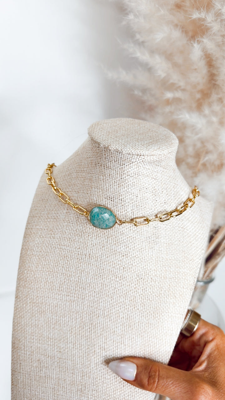 Stone & Shine Necklace-Blue