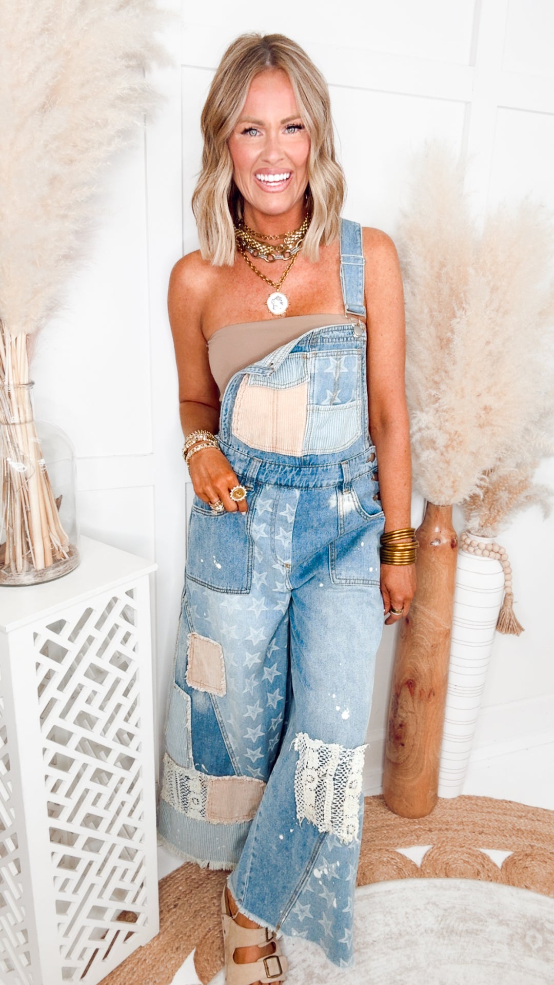 American Honey Patchwork Overalls