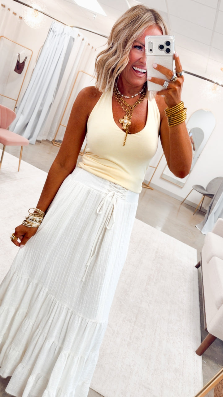 The Skye Halter Tank Top-Yellow