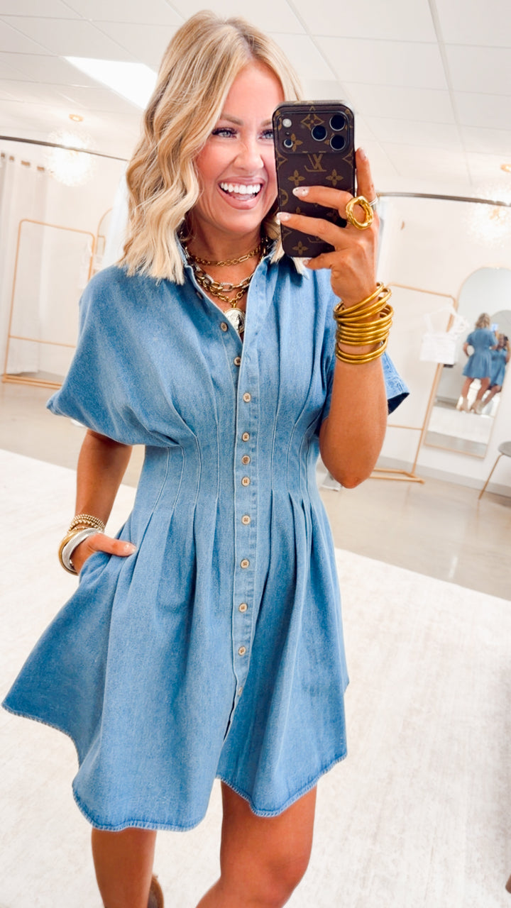 The Uptown Denim Mini Dress