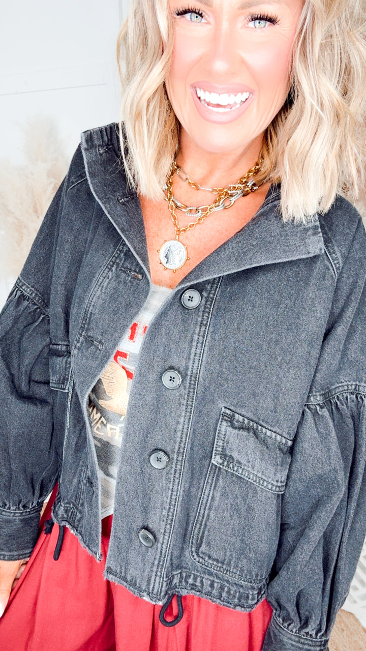 The Soho Denim Jacket-Black