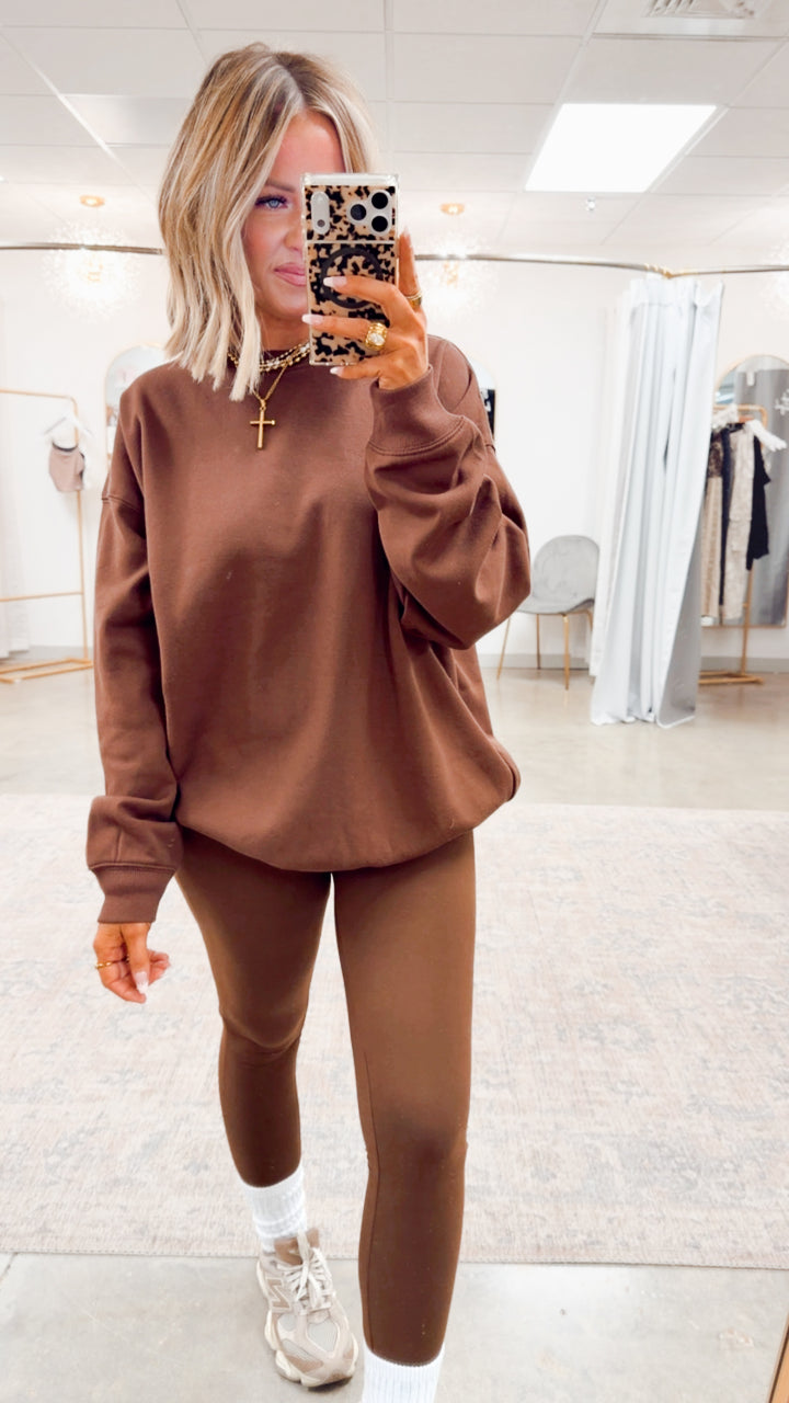 The Classic Crew Pullover-Brown