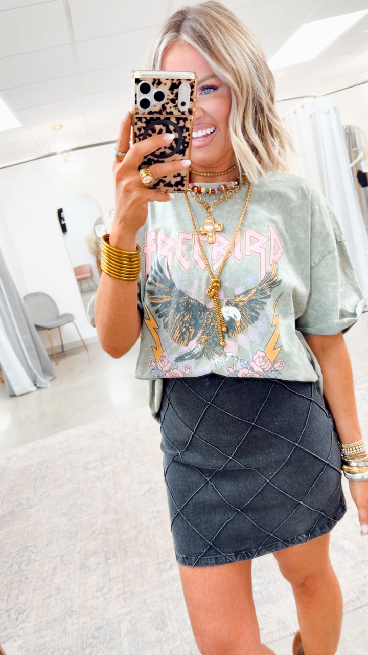 Willow Dust Mini Skirt-Charcoal Denim