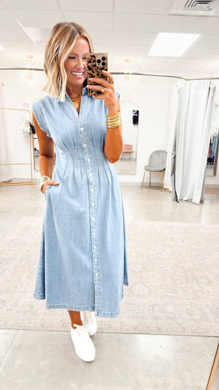 Collins Denim Midi Dress