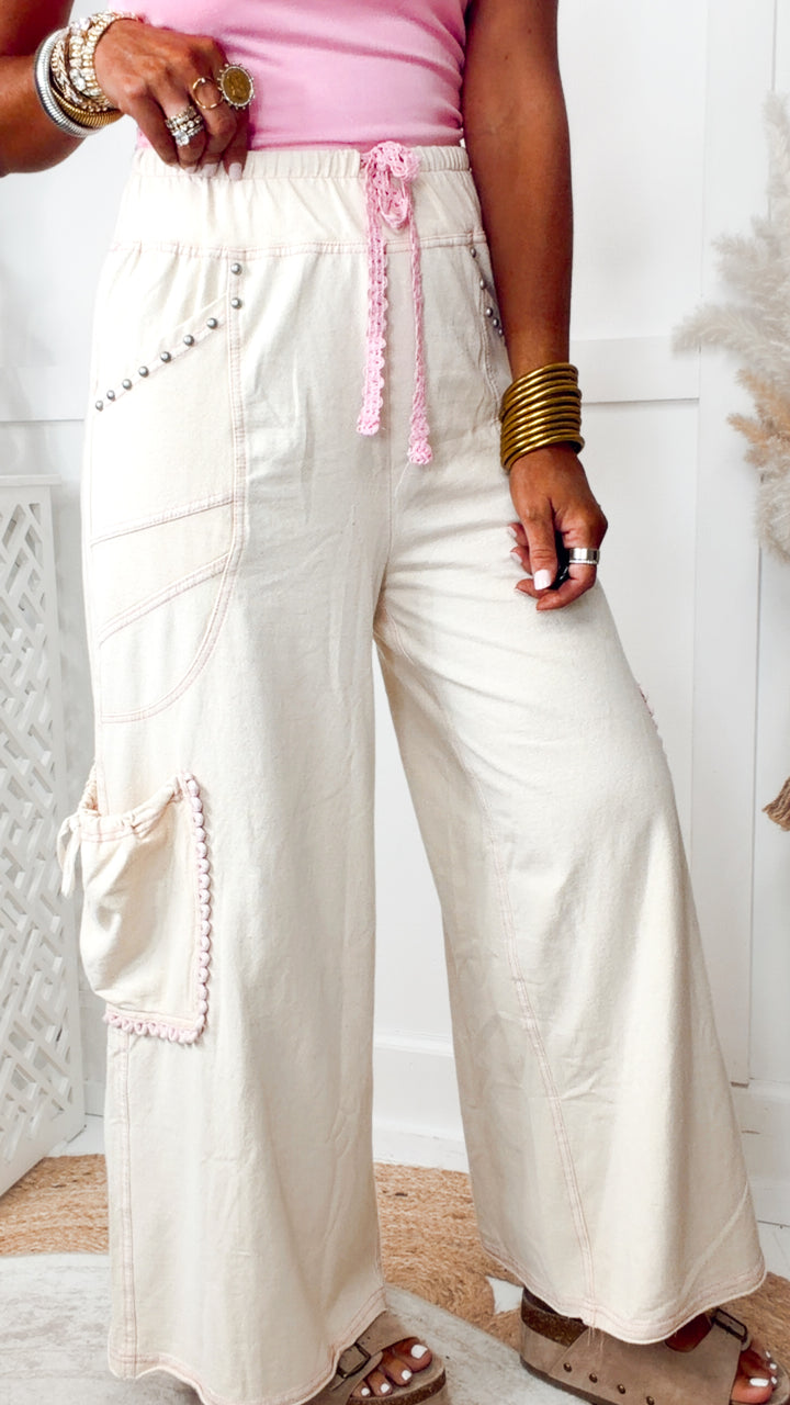 Onset Wide Leg Pants-Natural