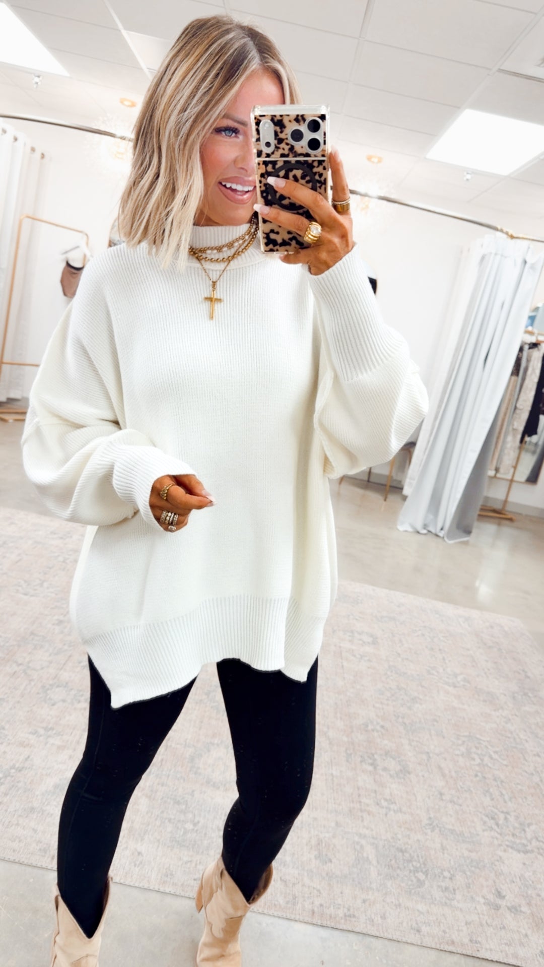 Ivory Chill Mock Neck Sweater