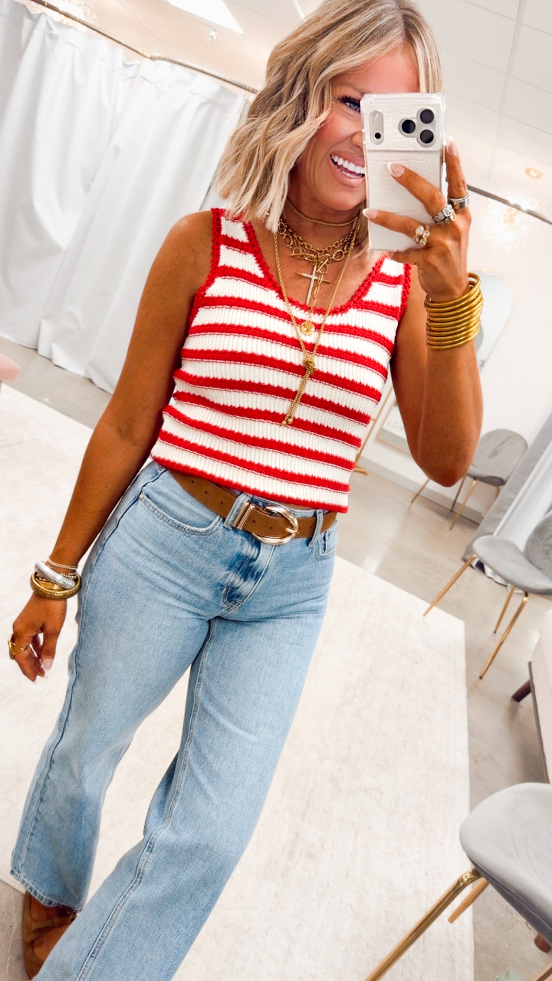 Sweet Stripe Crochet Tank