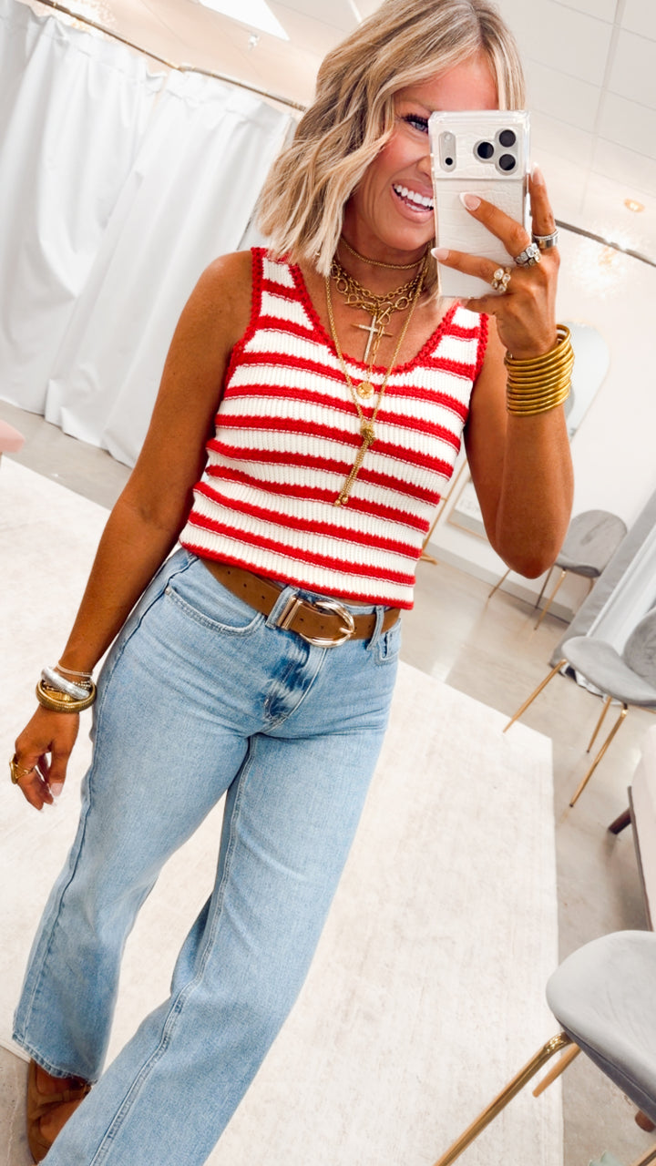 Sweet Stripe Crochet Tank