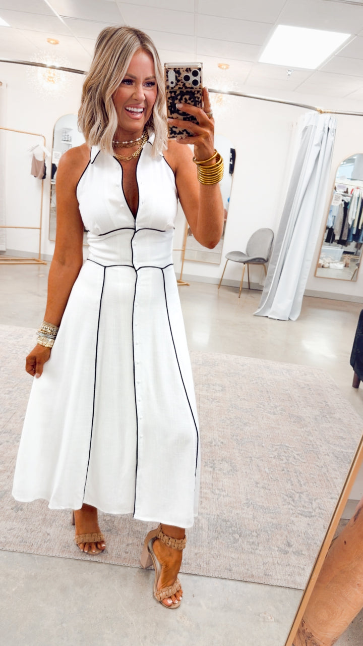 The Margaux Piped Midi Dress