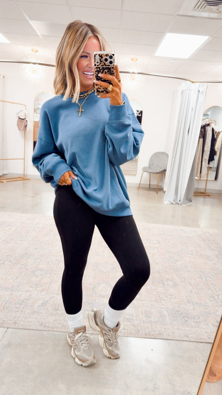 The Classic Crew Pullover-Dusty Blue