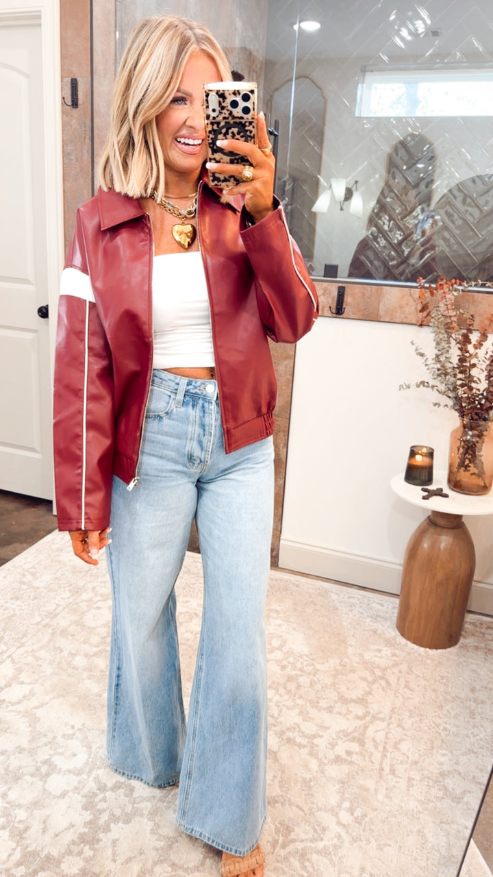 Camila Faux Leather Racer Jacket