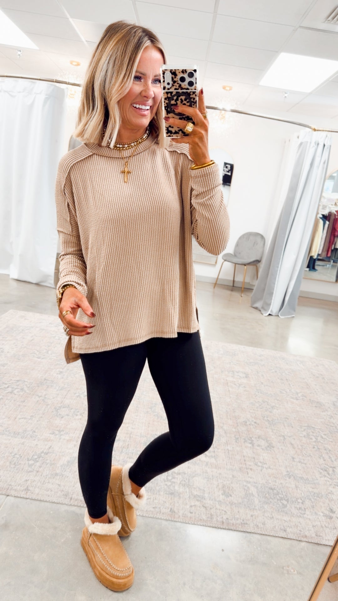 The Haisley Ribbed Top-Lt Mocha