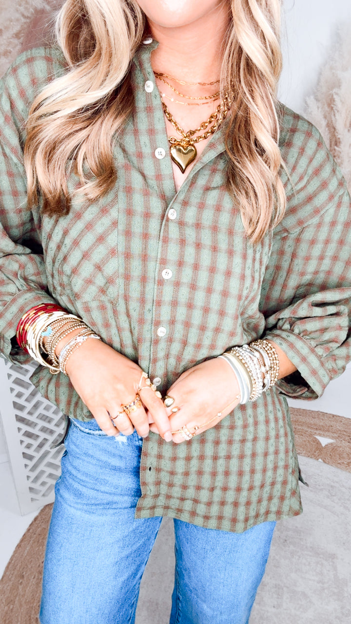 The Harvest Check Plaid Shirt-Olive