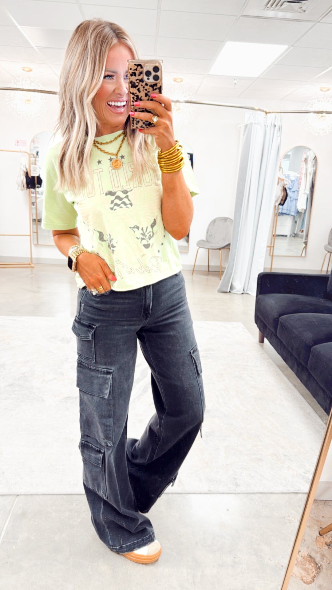 Charcoal Couture-High Rise Cargo Jeans
