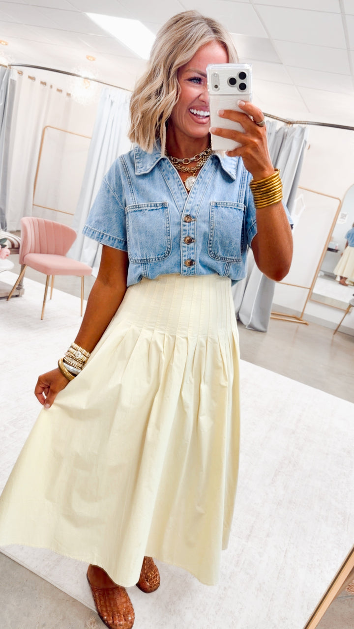 The Harper Poplin Skirt-Lemon