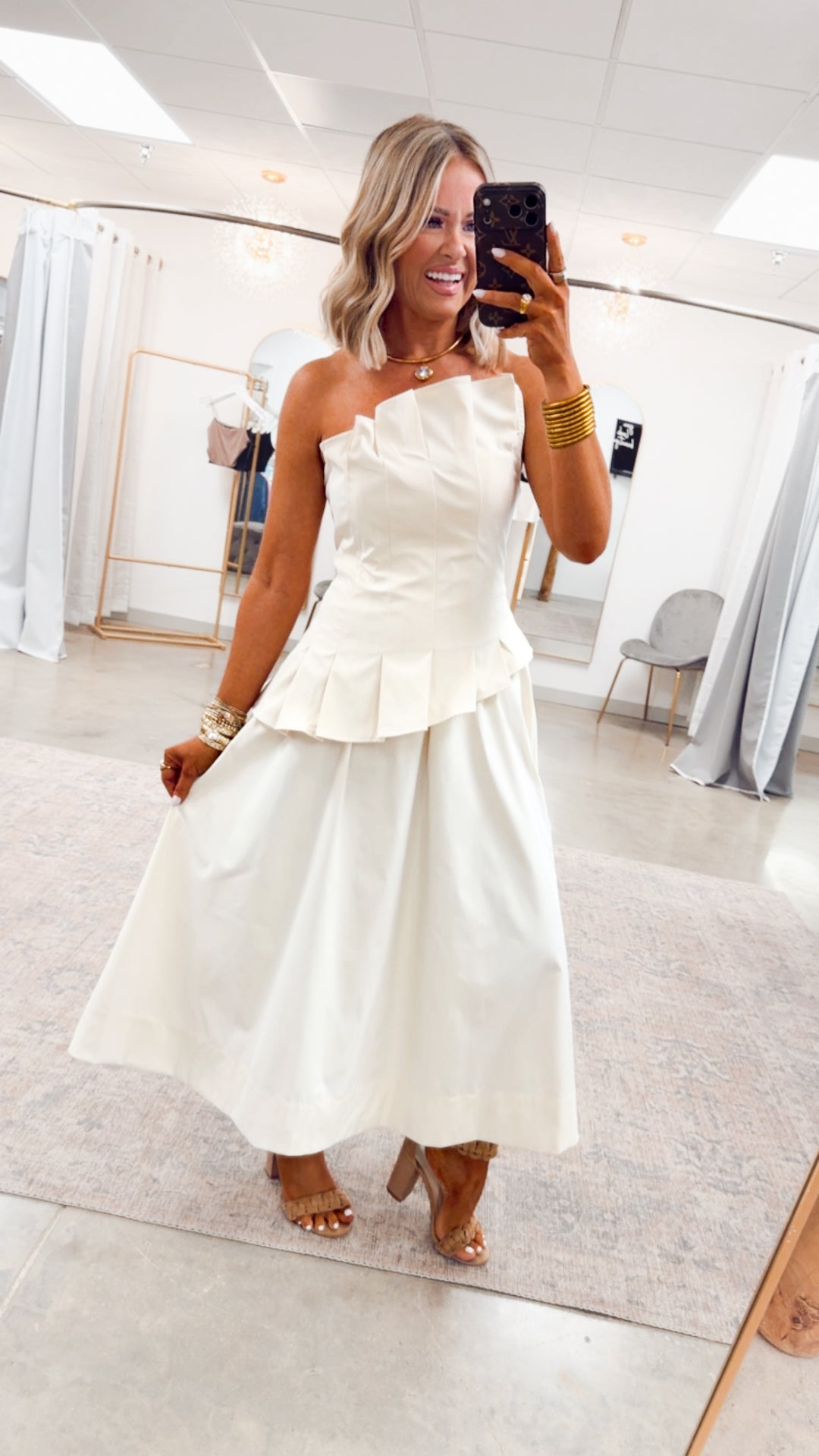 The Verona Sculpted Midi Dress-Ecru