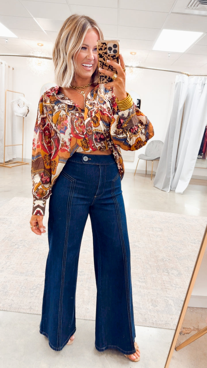 Mirella Printed Blouse-Ruby Amber