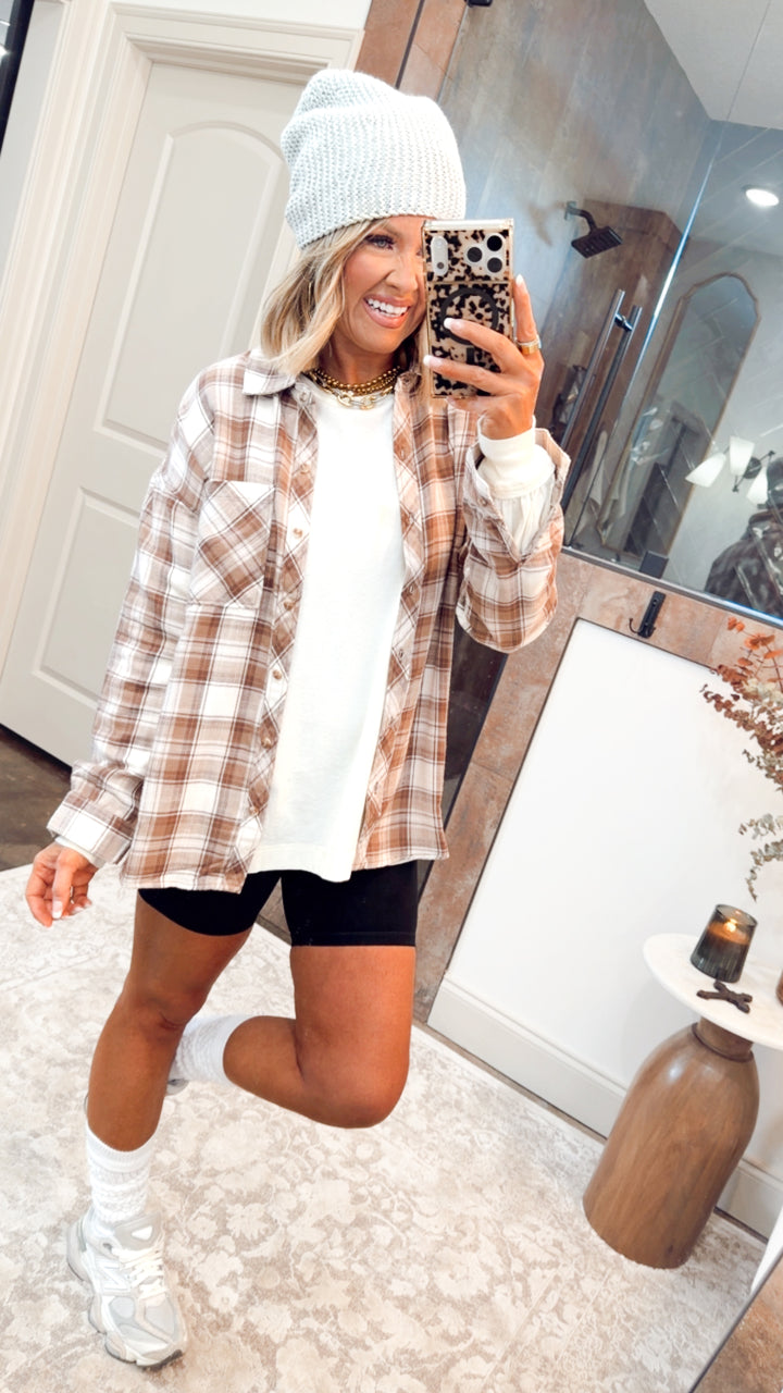 Mocha Flannel Top