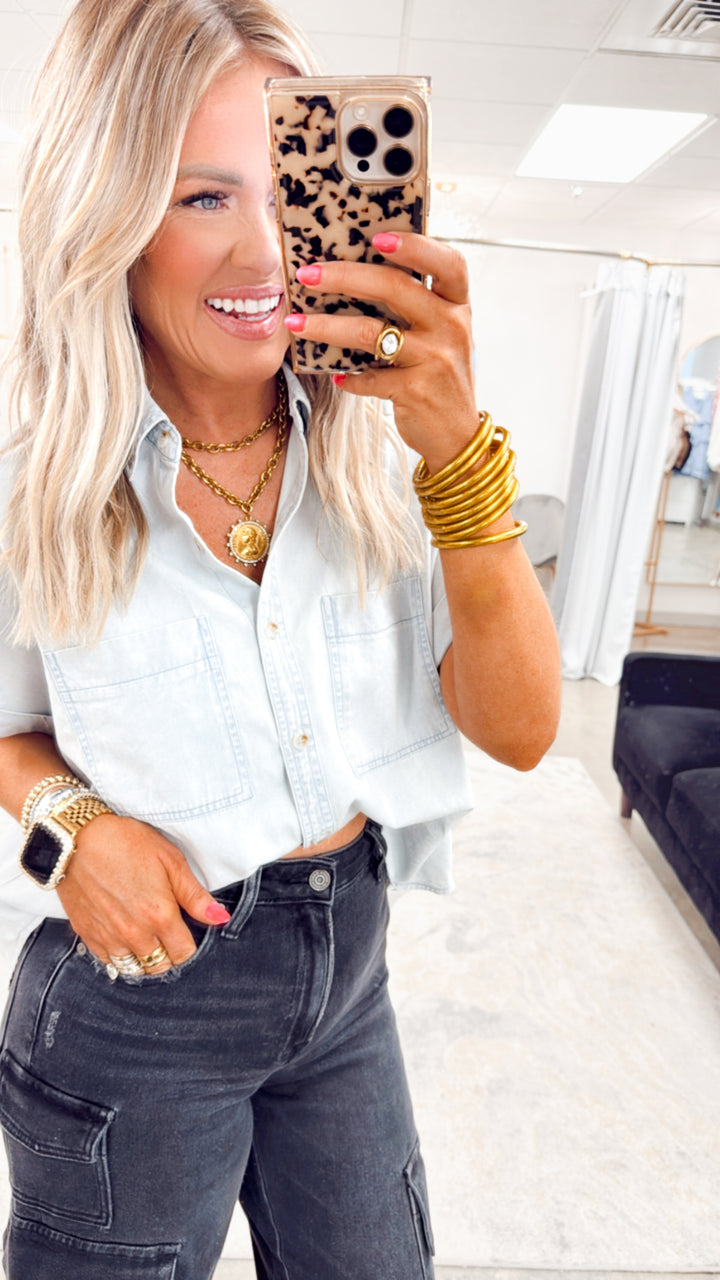Casual Chambray Top