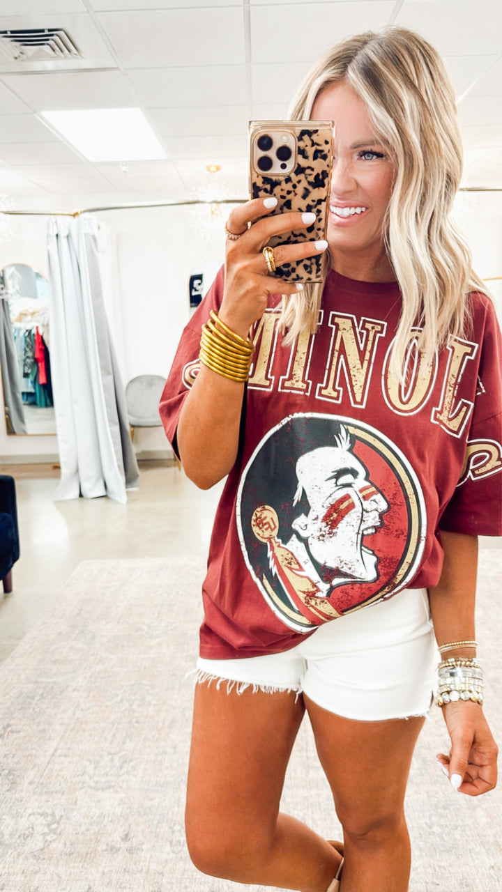 FSU Oversized Tee-Maroon