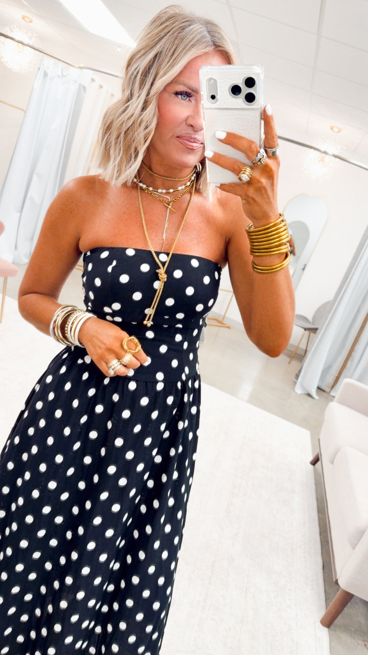 The Dot & Dusk Midi Dress-Black