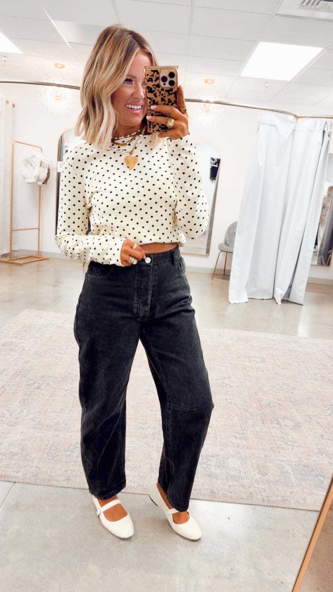 Mina Polka Dot Top-Ivory